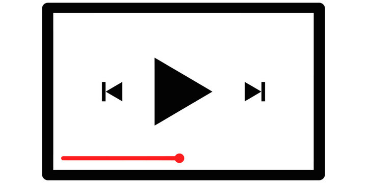 Black video player interface mockup with red progress bar element.