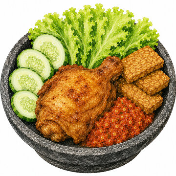 Traditional Indonesian food: chicken pecel 