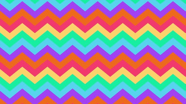 Vibrant rainbow chevron pattern moving smoothly across screen in continuous seamless looping