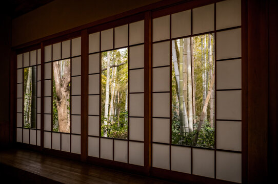 window in a japanese garden