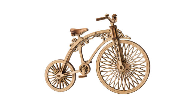 Antique penny-farthing bicycle craft wood laser cut decorative indoor display.