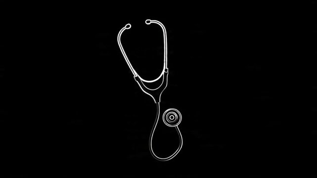 Minimal Glowing Stethoscope Line Art Vector - Medical Healthcare Icon