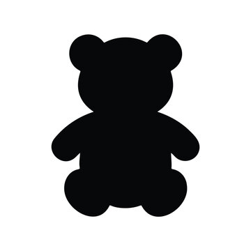 Teddy bear silhouette icon vector flat design.