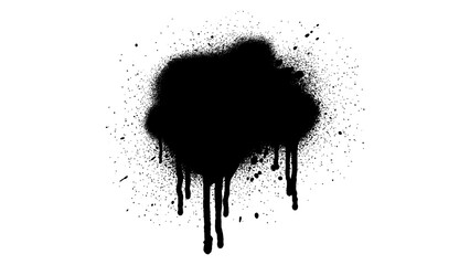 Black Graffiti Paint Blob with Dripping Spray Effect and Urban Street Art Texture isolated on transparent background © MDGORIB