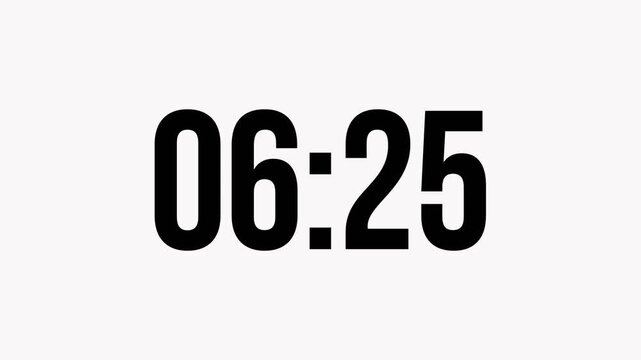 Countdown timer from 7 minutes to 0 minutes on clean white background