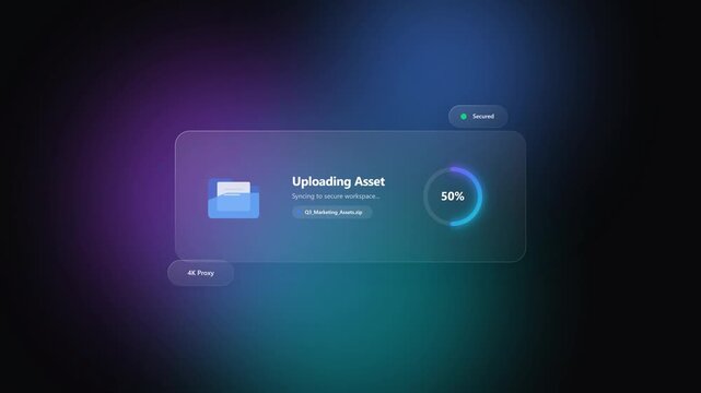 Digital File Upload Progress Interface with Loading Circle