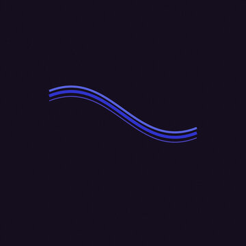 Blue glowing squiggly line on dark background isolated on transparent background, isolated on white background