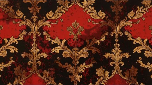 Luxurious vintage ornamental design flowing vertically through the frame, revealing intricate floral motifs and subtle golden highlights in a refined aesthetic.