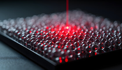 Fototapeta premium Red Laser Light Illuminating Glass Orbs