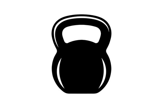 A black kettlebell icon on a white background for fitness and exercise