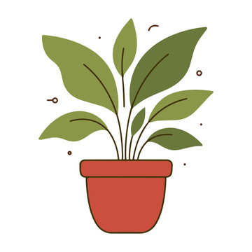 Minimalist Potted Houseplant Flat Vector Illustration