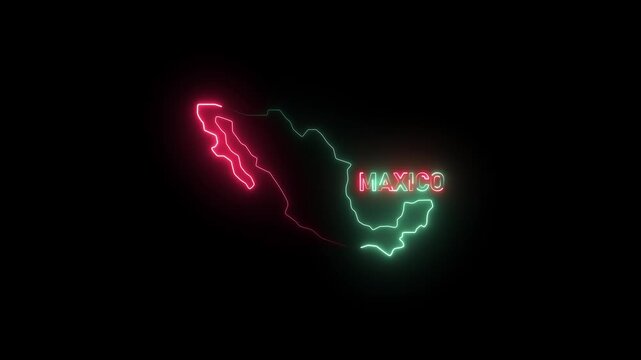 Animation of neon double light frame Abstract spectrum of ultraviolet MAXIICO glowing neon line. Two colors on a black background. laser show. letterhead, template, form. Free and premium.