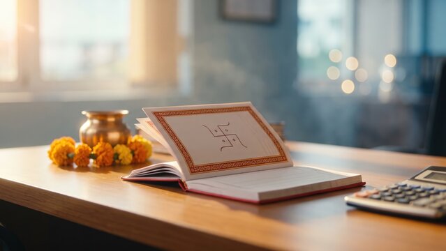 Accounting Ledger &ndash; Diwali Business Celebration with Traditional Decor