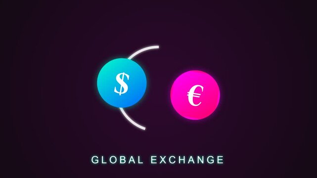 A vibrant digital interface displays a spinning neon circular emblem that signifies energetic communication exchanges between global users who connect through innovative software platforms
