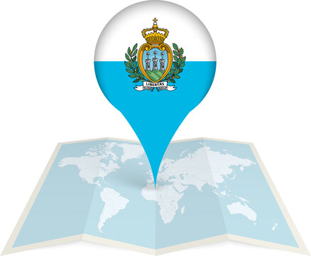 San Marino Flag Pointer on World Map