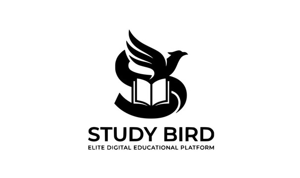 Creative modern study logo abstract premium education platform vector icon