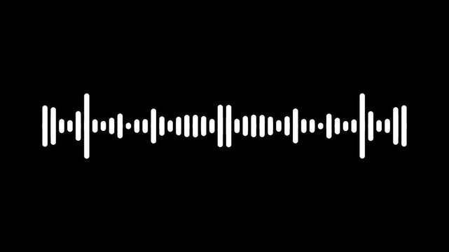 White audio waveform spectrum animation, audio waves or sound frequency, Abstract wave motion equalizer, sound wave frequencies and animated equalizer patterns on black background. 4k video