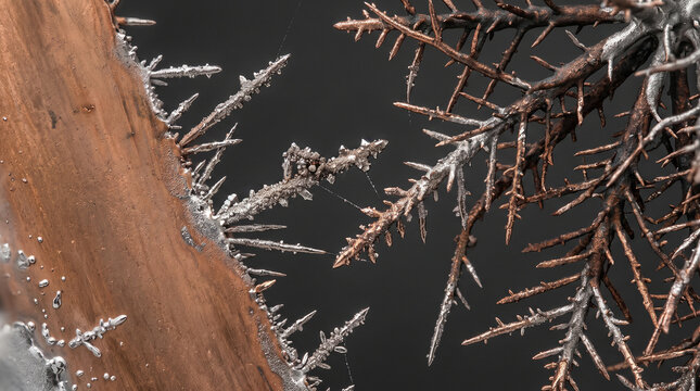 Ultra Realistic Electrochemical Dendrite Growth Metal Deposition Chemical Reaction Microscopic Scientific Abstract Background