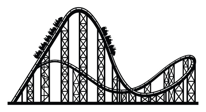Roller coaster with passengers depicted as a black silhouette