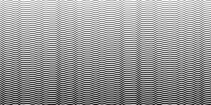 Vibrant optical wave pattern in grayscale tones ideal for energetic posters and high tech interface design components.