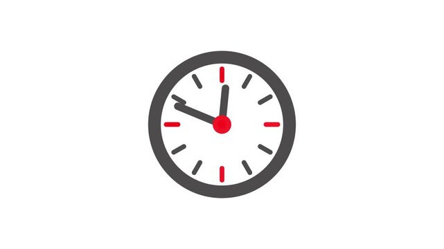 Analog clock animation with fast moving hands over white background showing time passing concept clip.