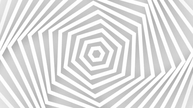 Abstract geometric spiral made of concentric hexagon lines animation