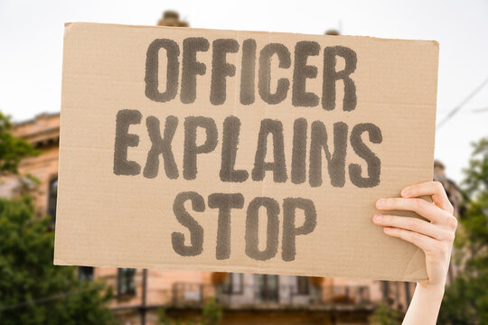 "Officer explains stop" Stating reason reduces tension during traffic stops. OFFICER. EXPLAINS. STOP. REASON. TENSION.