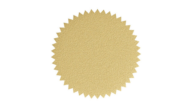 Goldtextured circularseal with serratededges isolated on a plain whitebackground for graphicdesignprojects transparent background