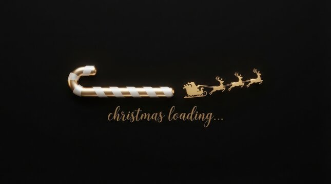 Santa claus and reindeer flying across the night sky with merry christmas text