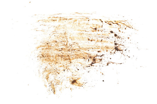 Wet mud, stains texture isolated on white background, top view, clipping path