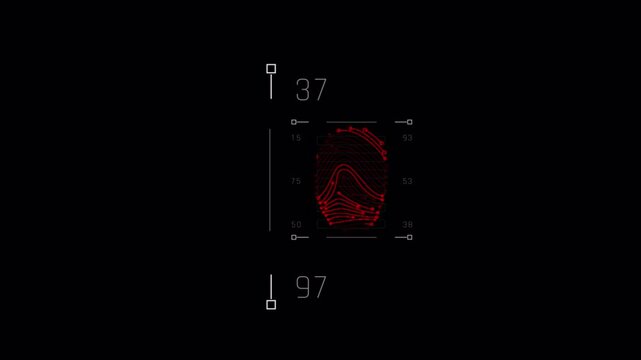 Futuristic Digital HUD Interface Scanning Red Skull Head.