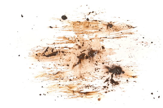 Wet mud, stains texture isolated on white background, top view, clipping path