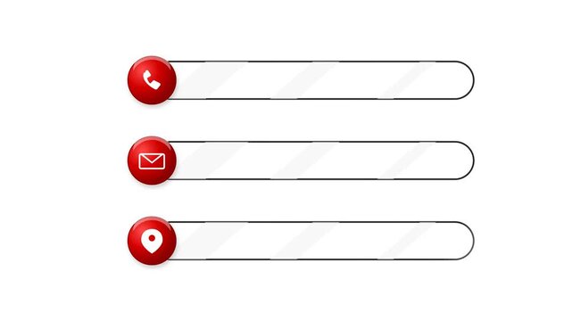 Red Glossy Web Elements Template with Phone Mail and Location Address Icons for Contact Us Page