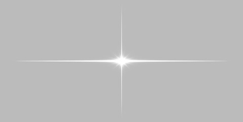 White sparkling star with radiant glowing light, brilliant rays and luminous flare, bright isolated starlight with magical shine, glittering burst and optical lens effect. © Светлана Бегменко