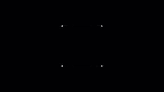 Minimalist geometric frame animation with sharp lines and corners on a black background.