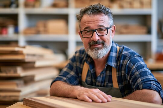 Cabinetmaker Inspecting Hand - Finished Hardwood Panel in Workshop
