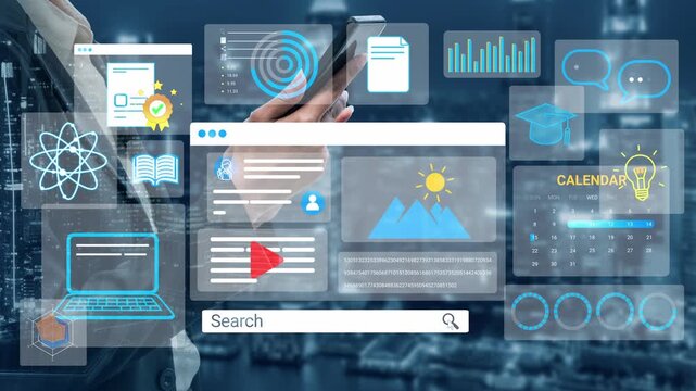 Modern Digital Interface with Data Visualization and Educational Elements Representing Technology, Innovation, and Online Learning in Urban Setting. Entropy.