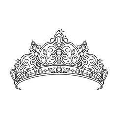 Elegant Royal Tiara Outline Illustration © anak