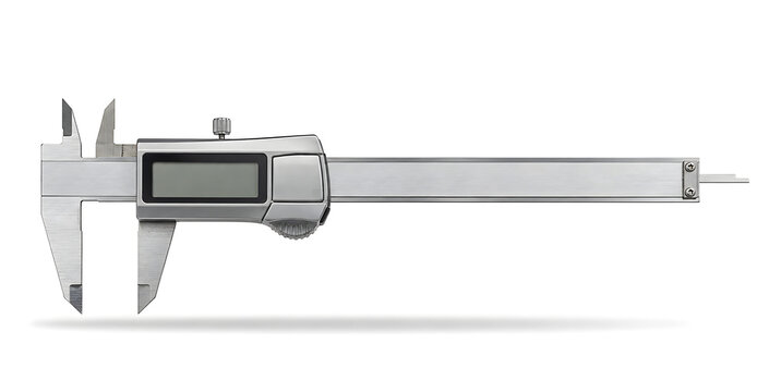 Precision stainless steel digital vernier caliper measurement tool isolated on white