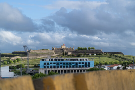 Fortress of Nossa Senhora da Graa in Elvas Portugal with modern building