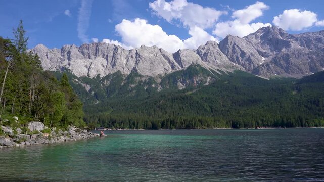 Eibsee and Zugspite german alps lake view