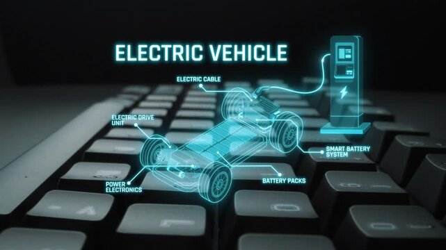 Structure of electric car showing battery system, traction motor, control units, and charging station for understanding EV functionality and energy flow Marrow