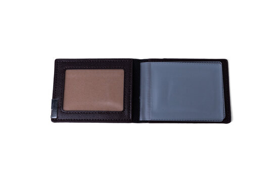 Blank black business card holder wallet case isolated on a white background