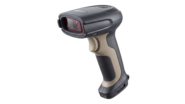Gray barcode scanner isolated PNG on transparent background