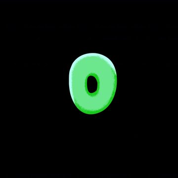 Green Alphabet O 2.5D Cel Shaded Puffy Bubble Typography Animation with Alpha Channel