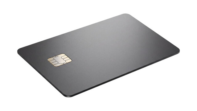Angled black chip card isolated PNG on transparent background