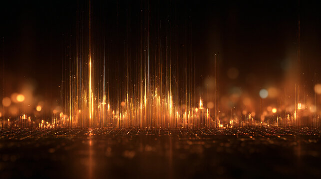 Golden Glowing Digital Data Technology Background