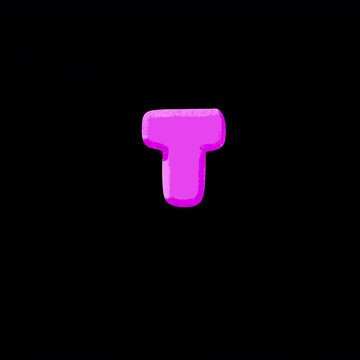 Magenta Alphabet T 2.5D Cel Shaded Puffy Bubble Typography Animation with Alpha Channel