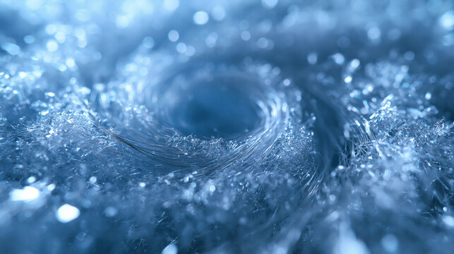 Abstract Swirling Ice Vortex with Sparkling Frost Crystals