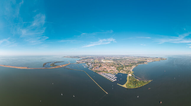 Panorama of Enkhuizen peninsula between Markermeer and IJsselmeer